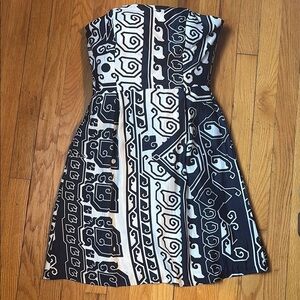 CK Bradley early collection silk navy and white Strapless Dress